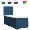 Image de vidaXL Lit boxspring avec matelas bleu 80x200 cm Tissu