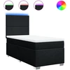 Image de vidaXL Lit boxspring avec matelas noir 90x200 cm Tissu