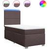 Image de vidaXL Lit boxspring avec matelas brun foncé 90x200 cm Tissu