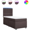 Image de vidaXL Lit boxspring avec matelas brun foncé 90x200 cm Tissu