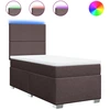 Image de vidaXL Lit boxspring avec matelas brun foncé 100x200 cm Tissu