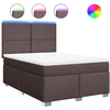 Image de vidaXL Lit boxspring avec matelas brun foncé 140x190 cm Tissu