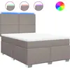 Image de vidaXL Lit boxspring avec matelas Taupe 140x190 cm Tissu