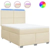 Image de vidaXL Lit boxspring avec matelas Crème 140x190 cm Tissu