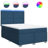 Image de vidaXL Lit boxspring avec matelas bleu 140x190 cm Tissu