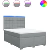 Image de vidaXL Lit boxspring avec matelas gris clair 140x190 cm Tissu