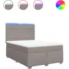 Image de vidaXL Lit boxspring avec matelas Taupe 140x190 cm Tissu