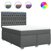 Image de vidaXL Lit boxspring avec matelas gris foncé 140x190 cm Tissu