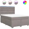 Image de vidaXL Lit boxspring avec matelas Taupe 140x190 cm Tissu