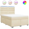 Image de vidaXL Lit boxspring avec matelas Crème 140x190 cm Tissu