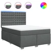 Image de vidaXL Lit boxspring avec matelas gris foncé 140x190 cm Tissu