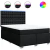 Image de vidaXL Lit boxspring avec matelas noir 140x190 cm Tissu