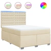 Image de vidaXL Lit boxspring avec matelas Crème 140x190 cm Tissu