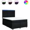 Image de vidaXL Lit boxspring avec matelas noir 140x200 cm Tissu