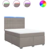 Image de vidaXL Lit boxspring avec matelas Taupe 140x200 cm Tissu