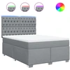 Image de vidaXL Lit boxspring avec matelas gris clair 160x200 cm Tissu
