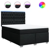 Image de vidaXL Lit boxspring avec matelas noir 160x200 cm Tissu