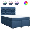 Image de vidaXL Lit boxspring avec matelas bleu 160x200 cm Tissu
