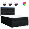 Image de vidaXL Lit boxspring avec matelas noir 160x200 cm Tissu