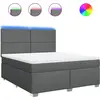 Image de vidaXL Lit boxspring avec matelas gris foncé 180x200 cm Tissu