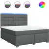 Image de vidaXL Lit boxspring avec matelas gris foncé 180x200 cm Tissu