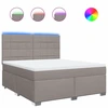 Image de vidaXL Lit boxspring avec matelas Taupe 180x200 cm Tissu