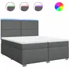 Image de vidaXL Lit boxspring avec matelas gris foncé 200x200 cm Tissu