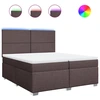 Image de vidaXL Lit boxspring avec matelas brun foncé 200x200 cm Tissu