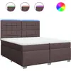 Image de vidaXL Lit boxspring avec matelas brun foncé 200x200 cm Tissu