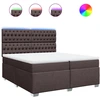 Image de vidaXL Lit boxspring avec matelas brun foncé 200x200 cm Tissu
