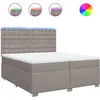 Image de vidaXL Lit boxspring avec matelas Taupe 200x200 cm Tissu