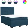 Image de vidaXL Lit boxspring avec matelas bleu 140x190 cm velours