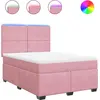 Image de vidaXL Lit boxspring avec matelas rose 140x190 cm velours