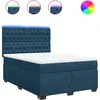 Image de vidaXL Lit boxspring avec matelas bleu 140x190 cm velours