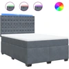 Image de vidaXL Lit boxspring avec matelas gris foncé 140x190 cm velours
