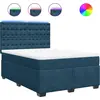 Image de vidaXL Lit boxspring avec matelas bleu 140x190 cm velours