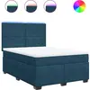 Image de vidaXL Lit boxspring avec matelas bleu 140x200 cm velours