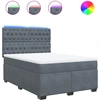 Image de vidaXL Lit boxspring avec matelas gris foncé 140x200 cm velours