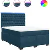 Image de vidaXL Lit boxspring avec matelas bleu 140x200 cm velours