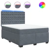 Image de vidaXL Lit boxspring avec matelas gris foncé 140x200 cm velours