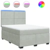 Image de vidaXL Lit boxspring avec matelas gris clair 160x200 cm velours