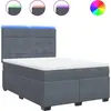 Image de vidaXL Lit boxspring avec matelas gris foncé 160x200 cm velours