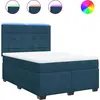 Image de vidaXL Lit boxspring avec matelas bleu 160x200 cm velours