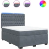 Image de vidaXL Lit boxspring avec matelas gris foncé 160x200 cm velours