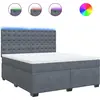 Image de vidaXL Lit boxspring avec matelas gris foncé 180x200 cm velours