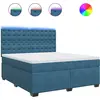 Image de vidaXL Lit boxspring avec matelas bleu 180x200 cm velours