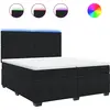 Image de vidaXL Lit boxspring avec matelas noir 200x200 cm velours