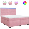 Image de vidaXL Lit boxspring avec matelas rose 200x200 cm velours