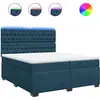Image de vidaXL Lit boxspring avec matelas bleu 200x200 cm velours