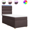 Image de vidaXL Lit boxspring avec matelas brun foncé 90x190 cm Tissu